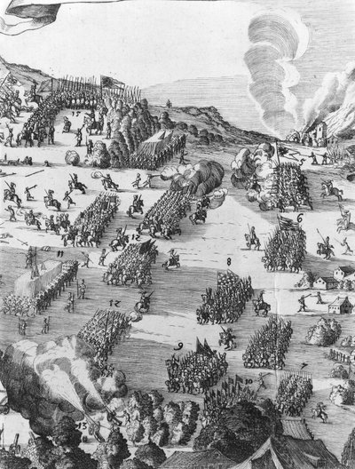 General view of the battle of Muhlberg, detail, 24th April 1547 by German School